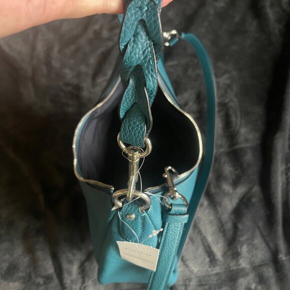 NWT Coach JULES HOBO C9190 Silver/Deep Turquoise - Picture 3 of 8